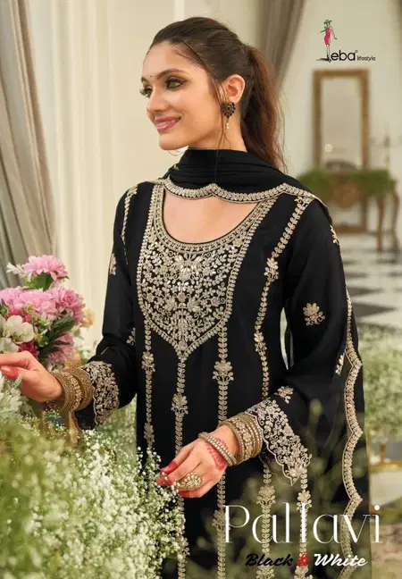 Pallavi Black And White By Eba Chinon Bulk Readymade Suits Orders In India